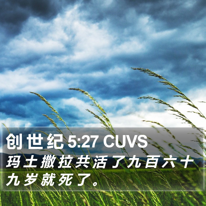创 世 纪 5:27 CUVS Bible Study