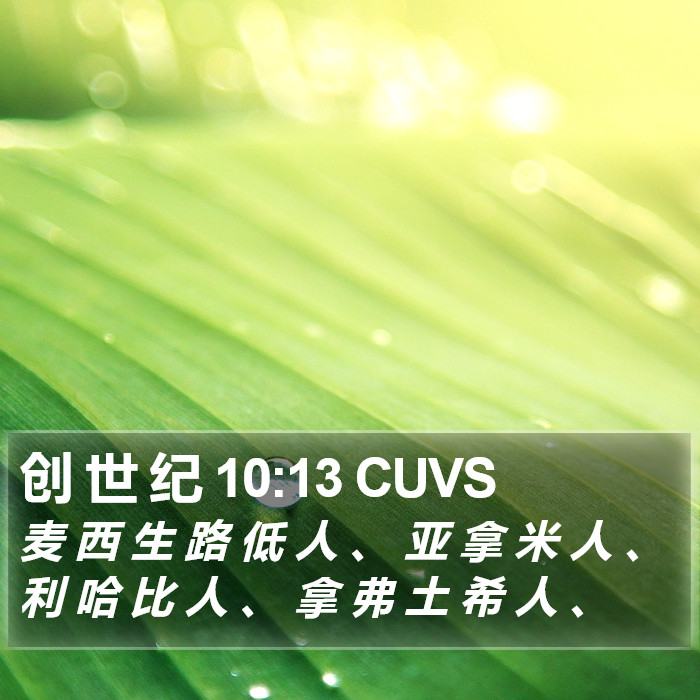 创 世 纪 10:13 CUVS Bible Study