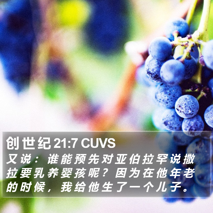 创 世 纪 21:7 CUVS Bible Study