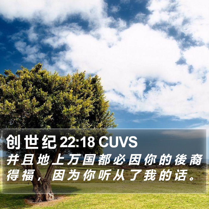 创 世 纪 22:18 CUVS Bible Study