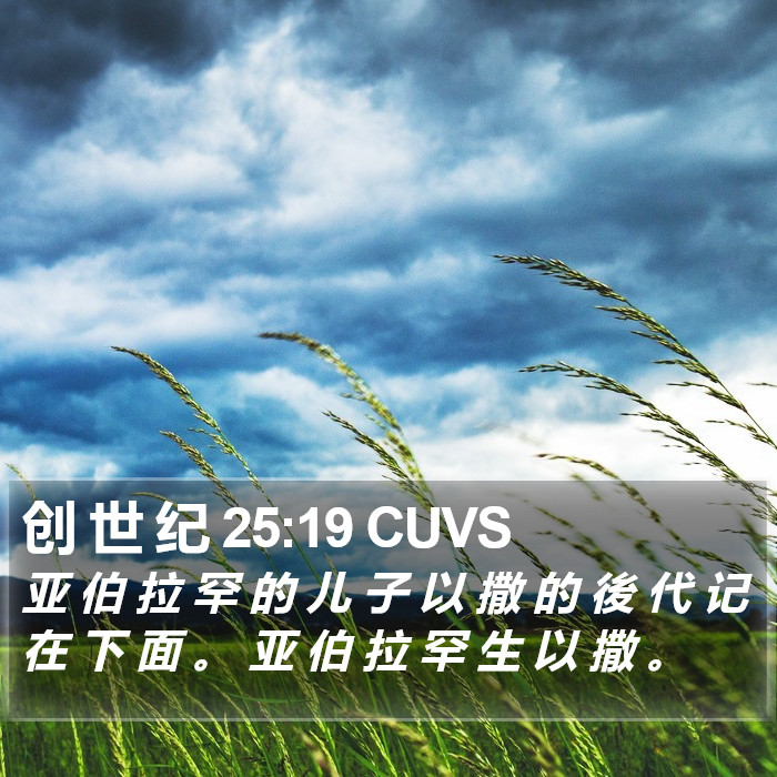 创 世 纪 25:19 CUVS Bible Study