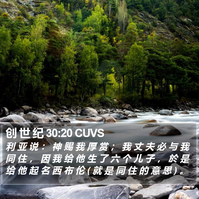 创 世 纪 30:20 CUVS Bible Study