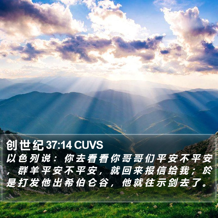 创 世 纪 37:14 CUVS Bible Study