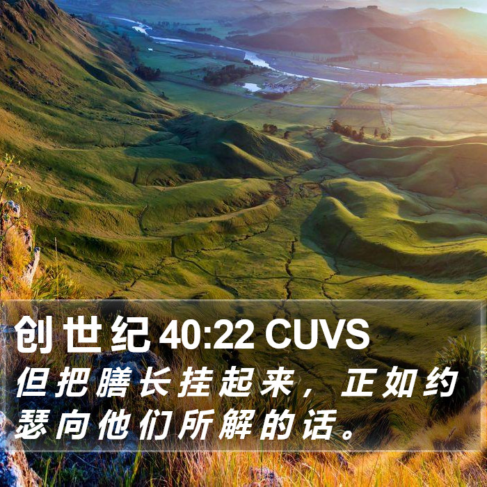 创 世 纪 40:22 CUVS Bible Study