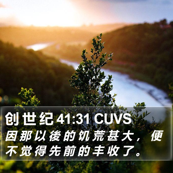 创 世 纪 41:31 CUVS Bible Study