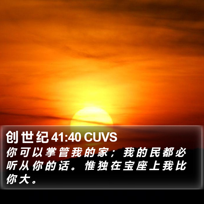 创 世 纪 41:40 CUVS Bible Study