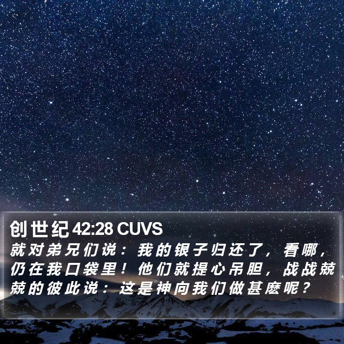 创 世 纪 42:28 CUVS Bible Study