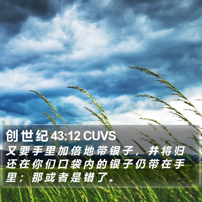 创 世 纪 43:12 CUVS Bible Study