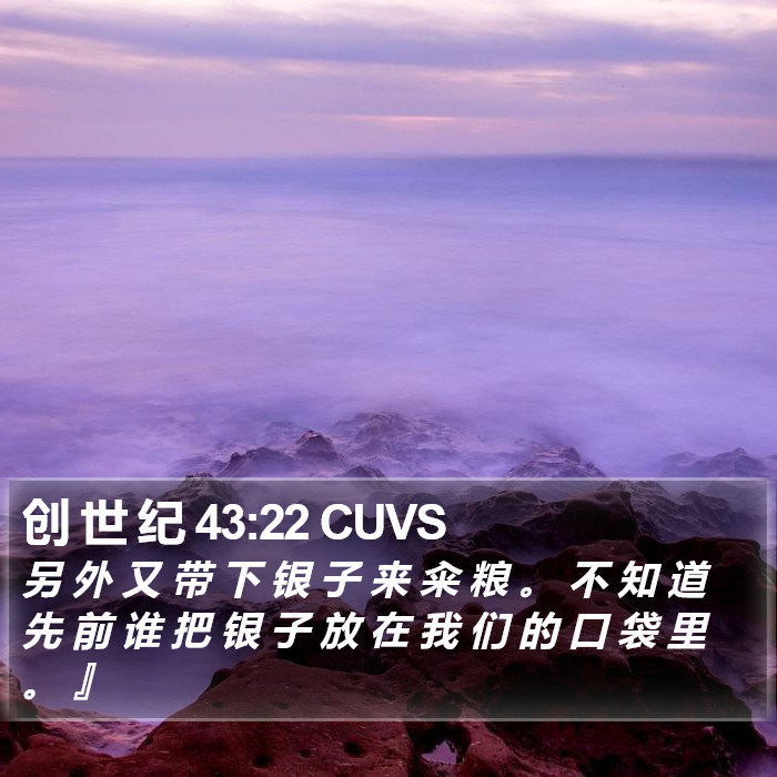 创 世 纪 43:22 CUVS Bible Study