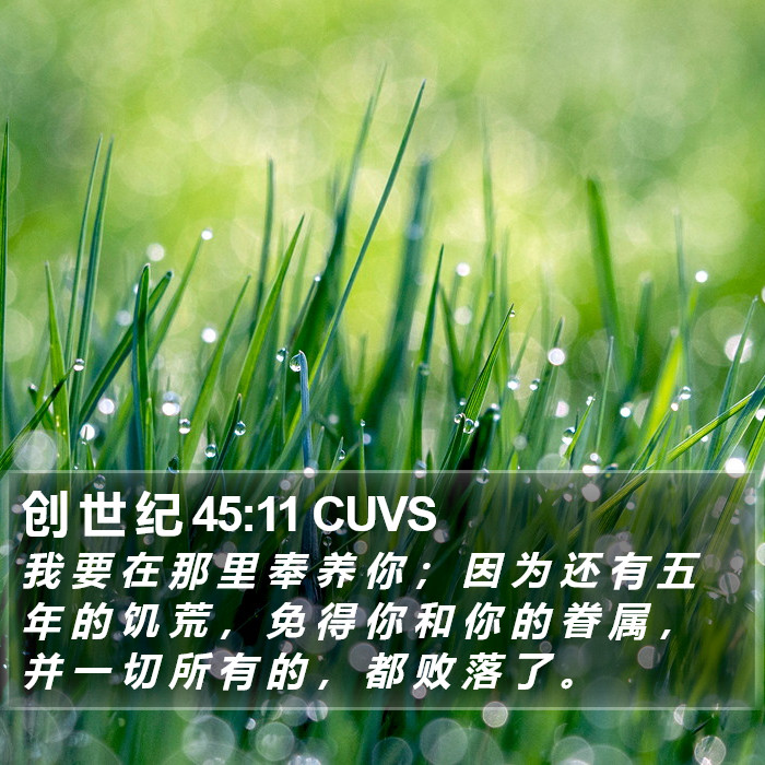 创 世 纪 45:11 CUVS Bible Study