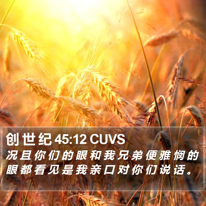 创 世 纪 45:12 CUVS Bible Study