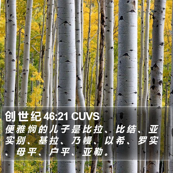 创 世 纪 46:21 CUVS Bible Study