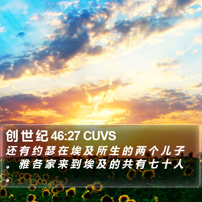 创 世 纪 46:27 CUVS Bible Study