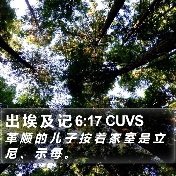 出 埃 及 记 6:17 CUVS Bible Study