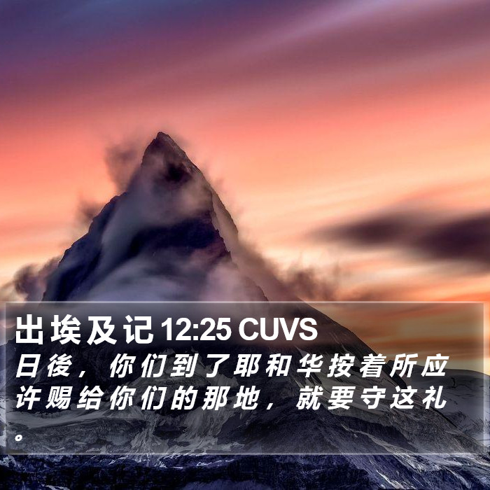 出 埃 及 记 12:25 CUVS Bible Study