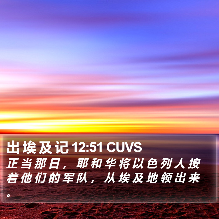 出 埃 及 记 12:51 CUVS Bible Study