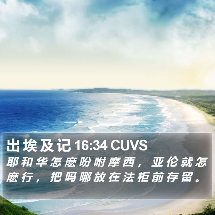 出 埃 及 记 16:34 CUVS Bible Study