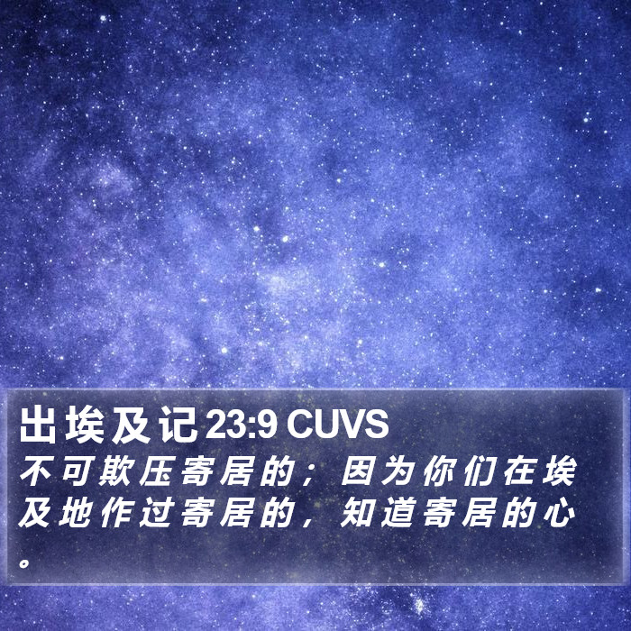 出 埃 及 记 23:9 CUVS Bible Study