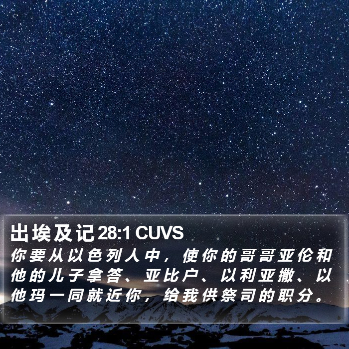 出 埃 及 记 28:1 CUVS Bible Study
