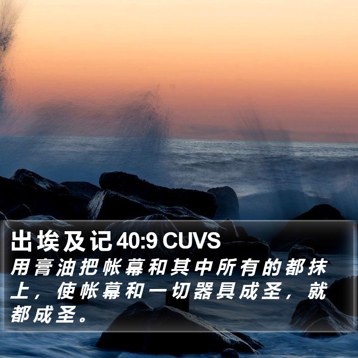 出 埃 及 记 40:9 CUVS Bible Study