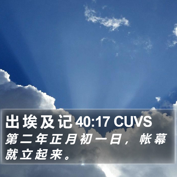 出 埃 及 记 40:17 CUVS Bible Study