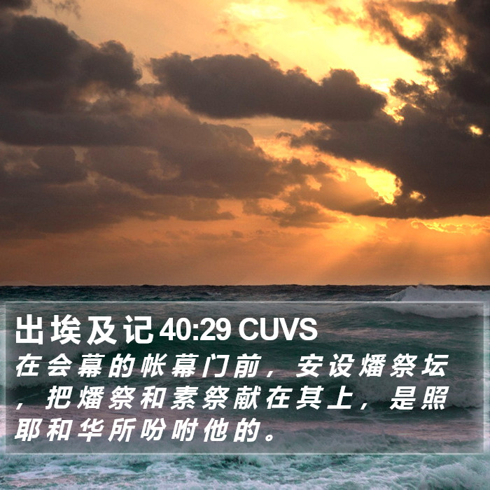 出 埃 及 记 40:29 CUVS Bible Study
