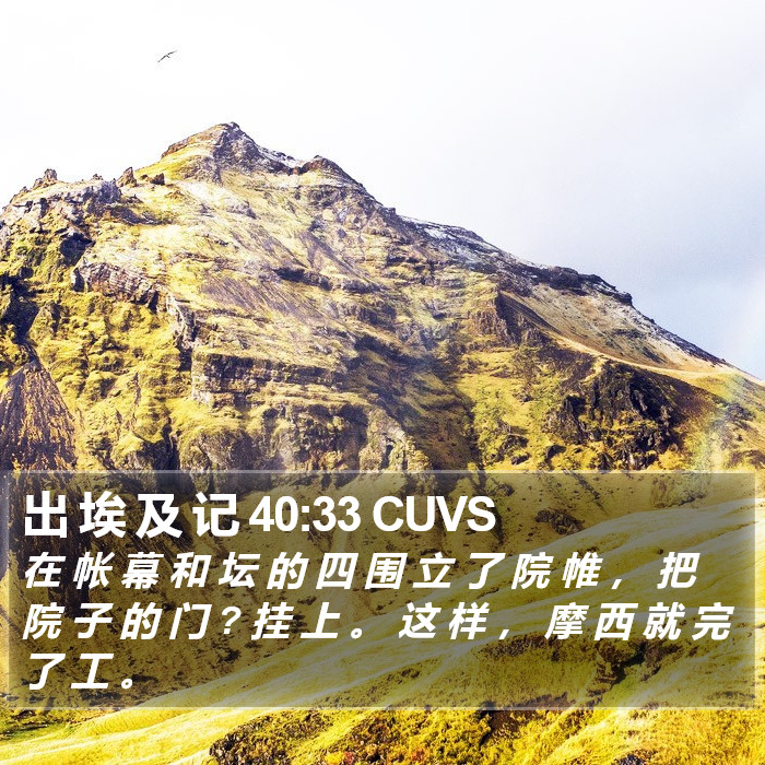 出 埃 及 记 40:33 CUVS Bible Study