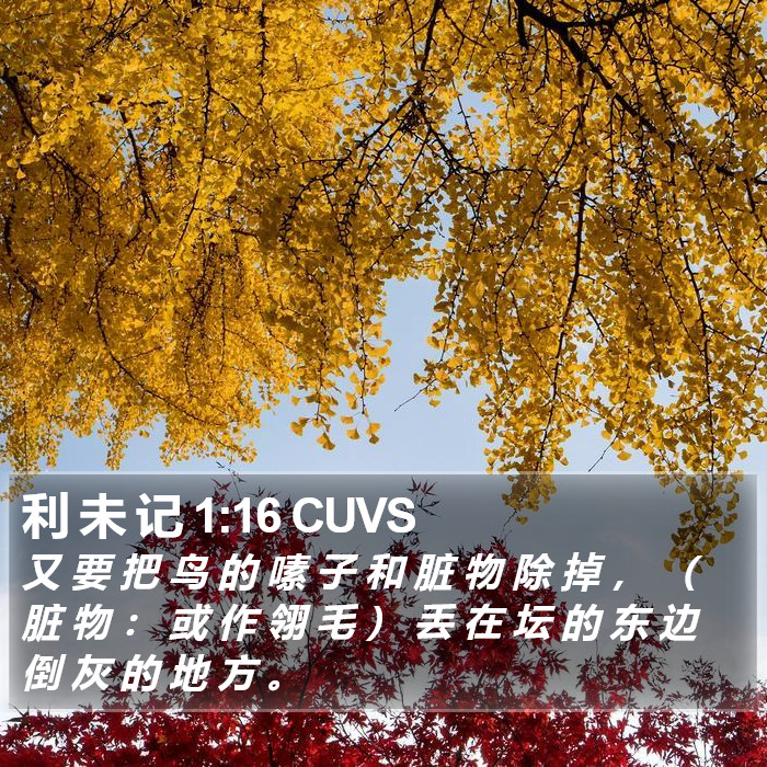 利 未 记 1:16 CUVS Bible Study