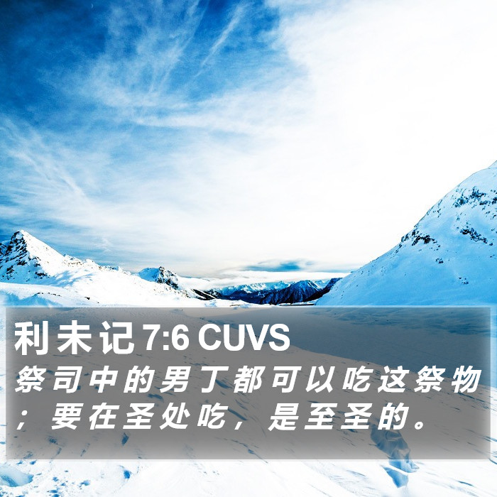 利 未 记 7:6 CUVS Bible Study