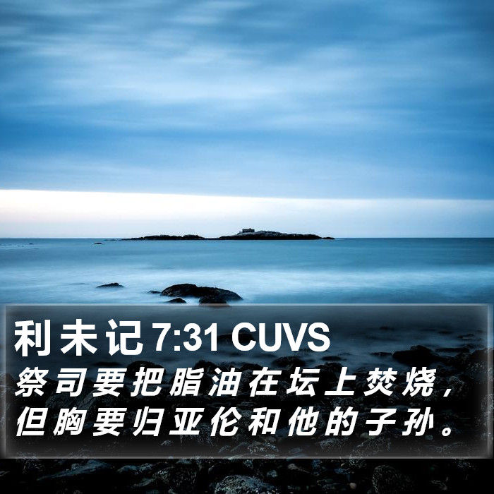 利 未 记 7:31 CUVS Bible Study