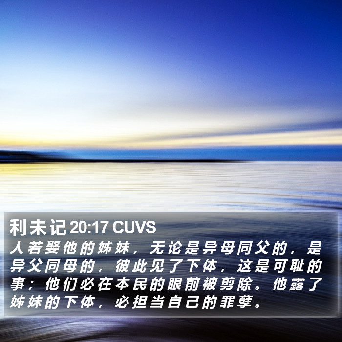 利 未 记 20:17 CUVS Bible Study