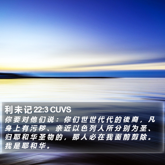 利 未 记 22:3 CUVS Bible Study