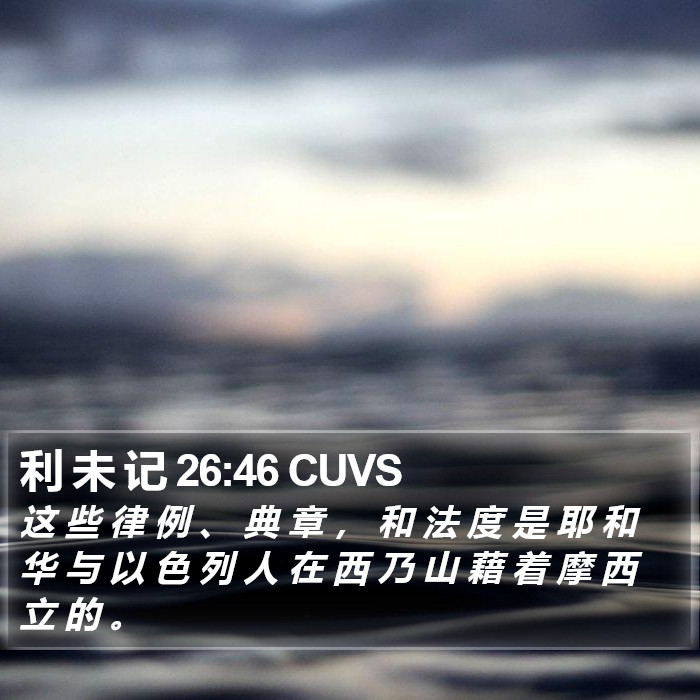 利 未 记 26:46 CUVS Bible Study