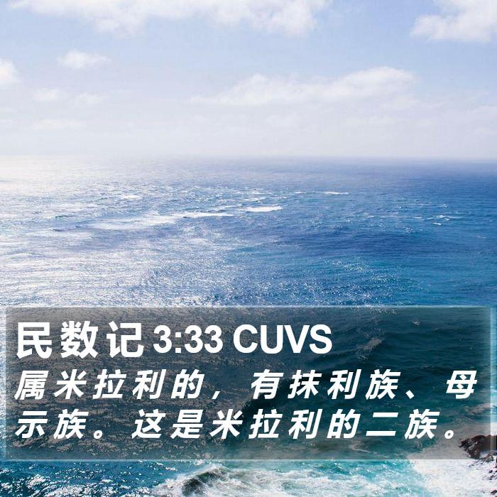 民 数 记 3:33 CUVS Bible Study