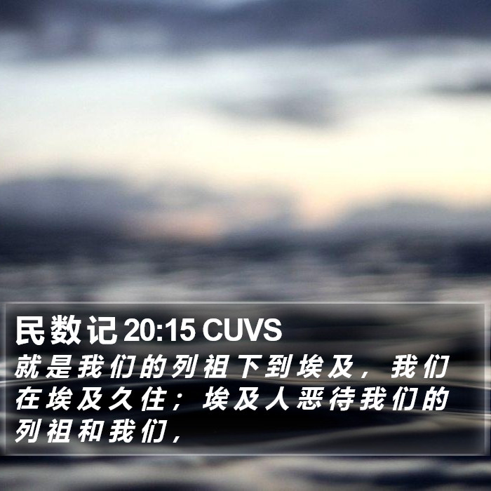 民 数 记 20:15 CUVS Bible Study