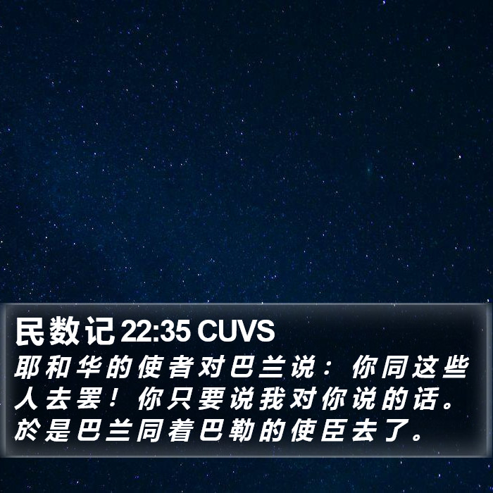 民 数 记 22:35 CUVS Bible Study