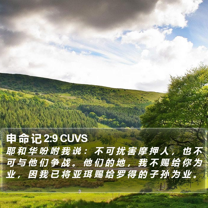 申 命 记 2:9 CUVS Bible Study