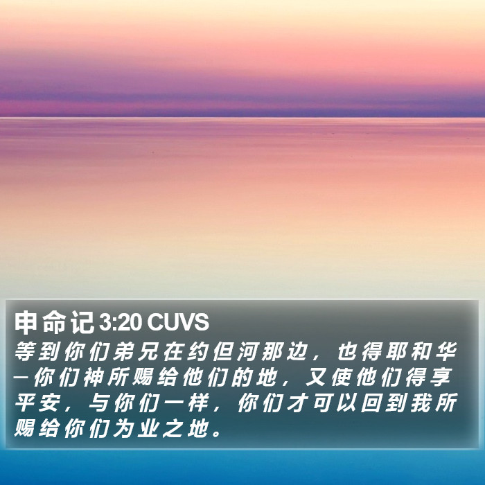 申 命 记 3:20 CUVS Bible Study