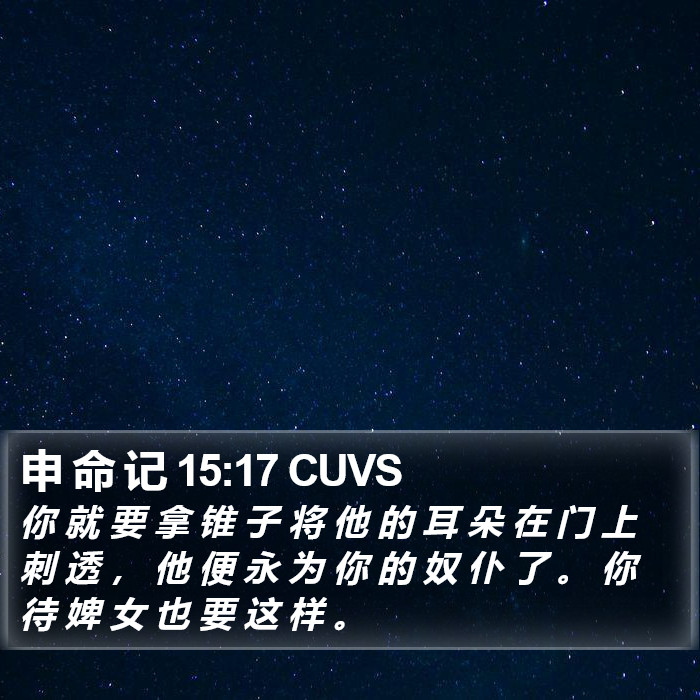 申 命 记 15:17 CUVS Bible Study