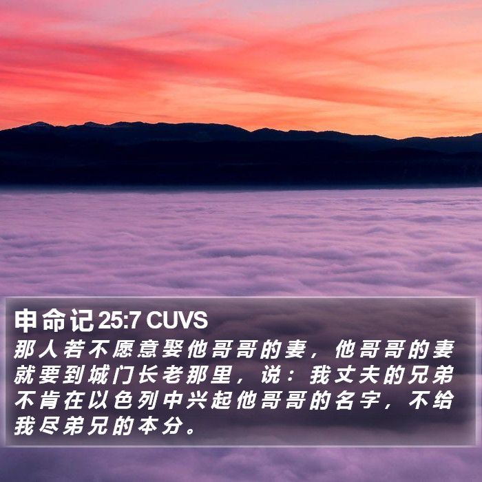 申 命 记 25:7 CUVS Bible Study