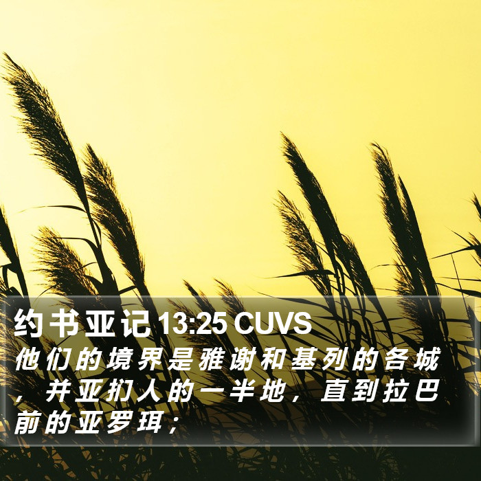 约 书 亚 记 13:25 CUVS Bible Study