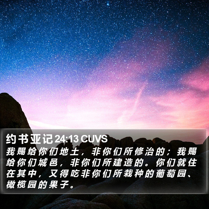 约 书 亚 记 24:13 CUVS Bible Study