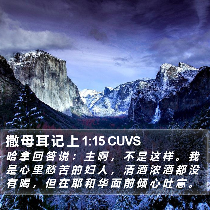 撒 母 耳 记 上 1:15 CUVS Bible Study