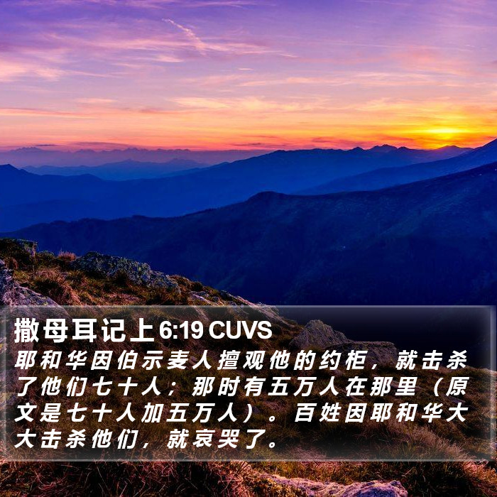 撒 母 耳 记 上 6:19 CUVS Bible Study