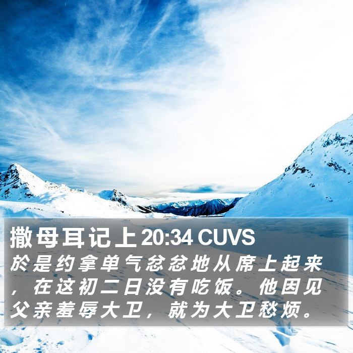 撒 母 耳 记 上 20:34 CUVS Bible Study