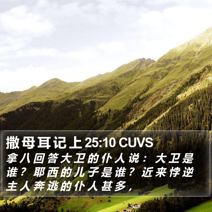 撒 母 耳 记 上 25:10 CUVS Bible Study