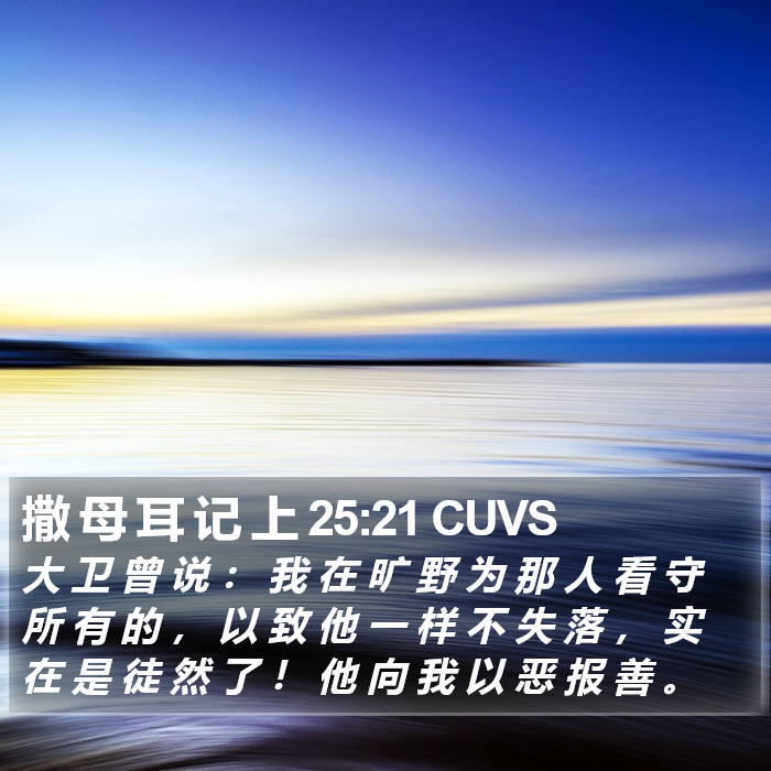 撒 母 耳 记 上 25:21 CUVS Bible Study