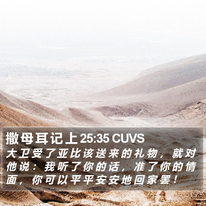 撒 母 耳 记 上 25:35 CUVS Bible Study