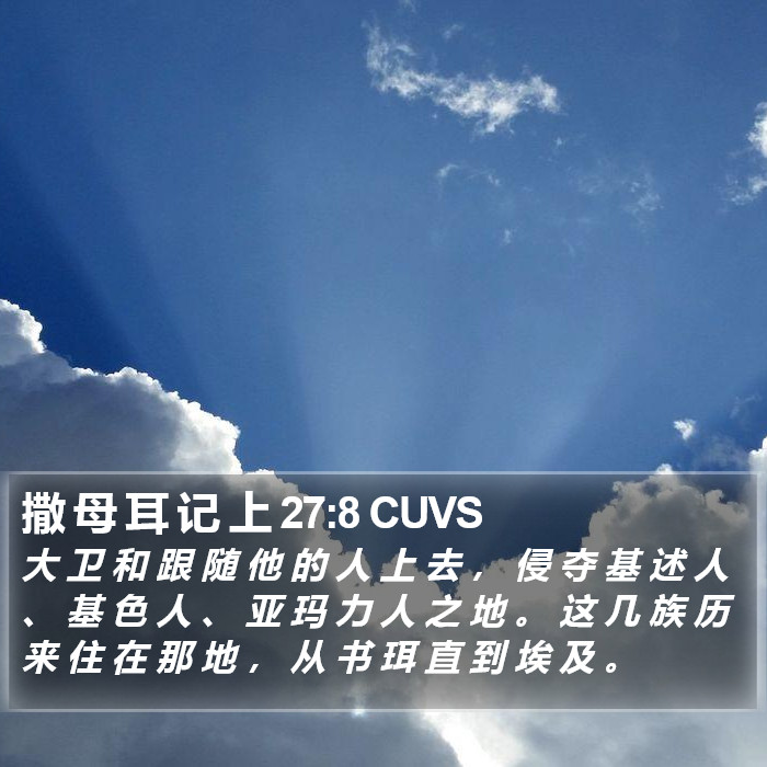 撒 母 耳 记 上 27:8 CUVS Bible Study