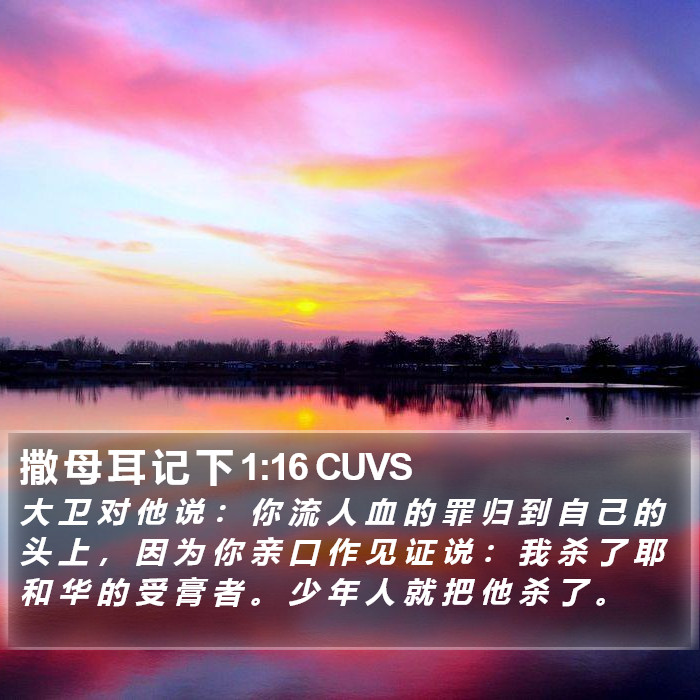 撒 母 耳 记 下 1:16 CUVS Bible Study